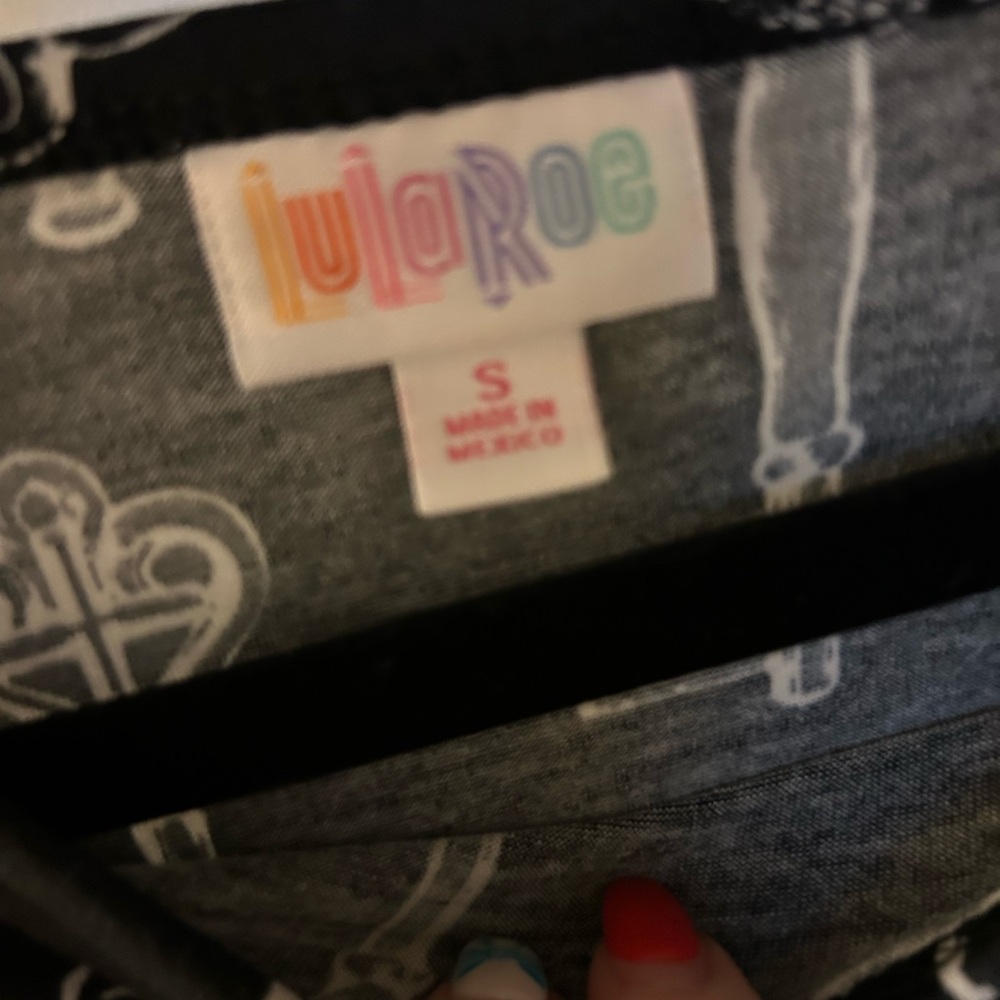 LuLaRoe Charcoal and White Graphic Tee